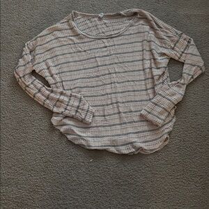 Light Pink Striped Long-Sleeve Women's Top